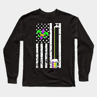 American Flag Mardi Gras  Parade Masquerade Party Long Sleeve T-Shirt